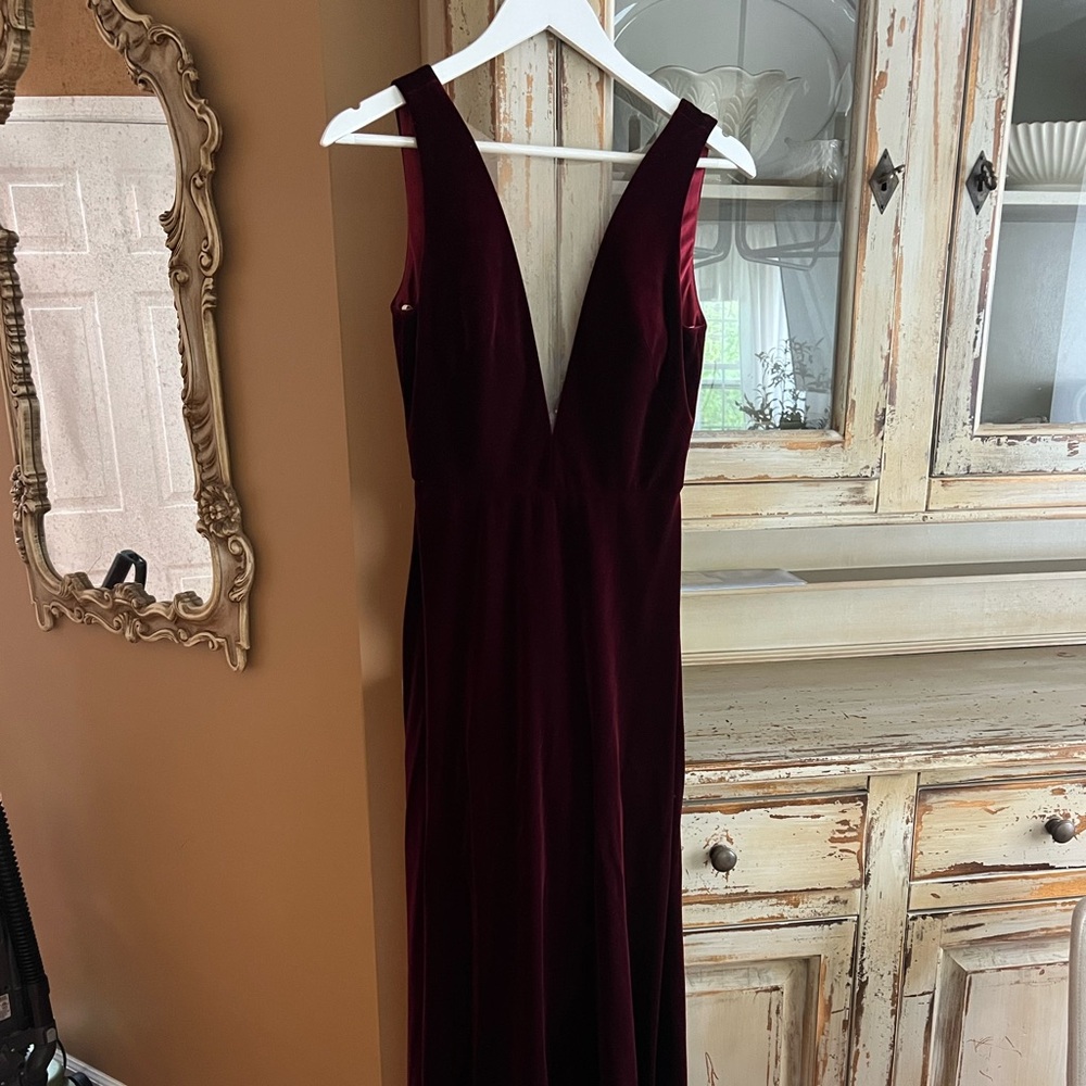 Jenny Yoo Logan Deep-V Velvet Column Gown